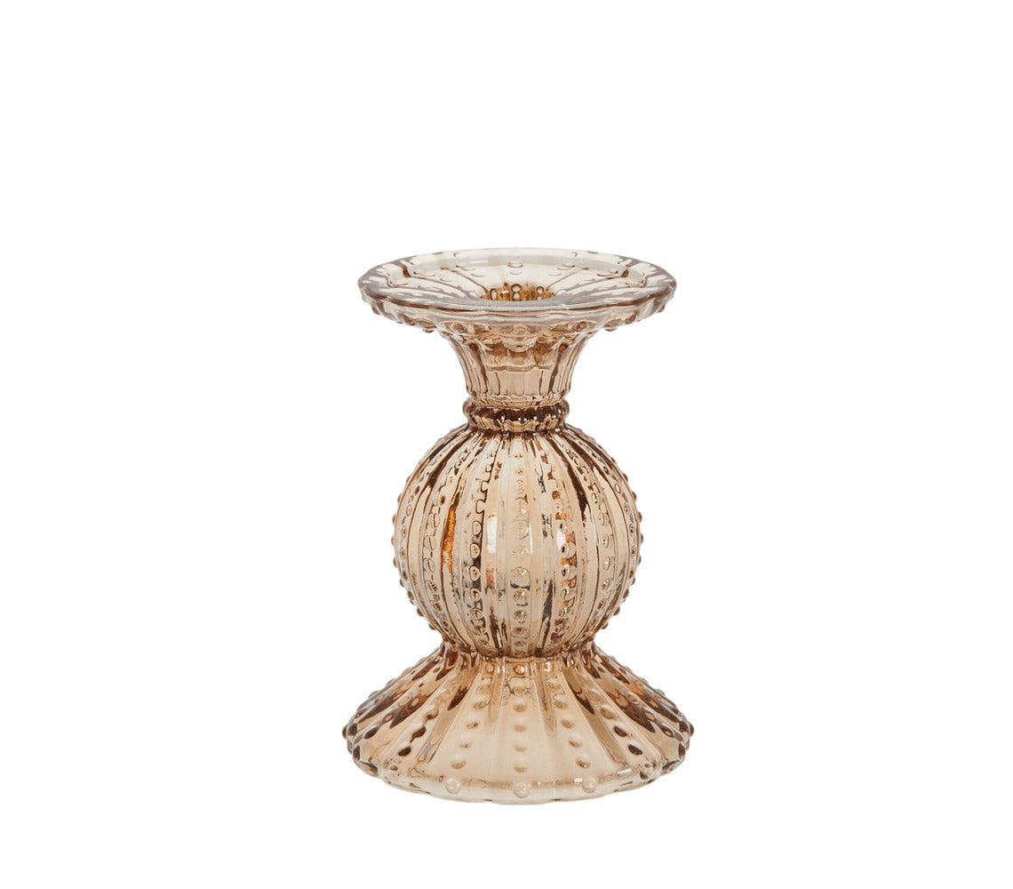 Bougeoir Silva Marron Doré, H13,5 cm. - DECOR PETIT