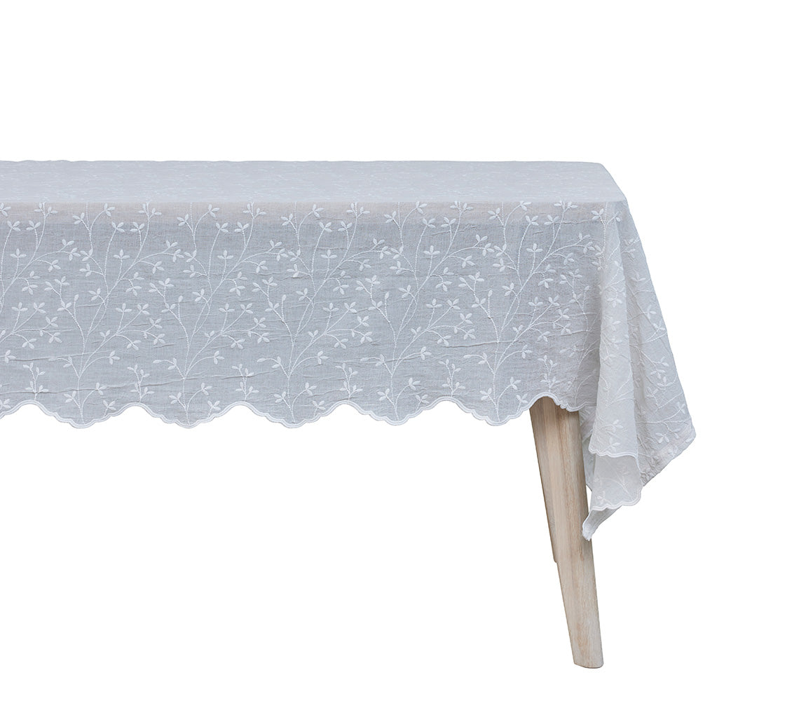 Nappe Eloïse Blanche, 160x320 cm. - DECOR PETIT