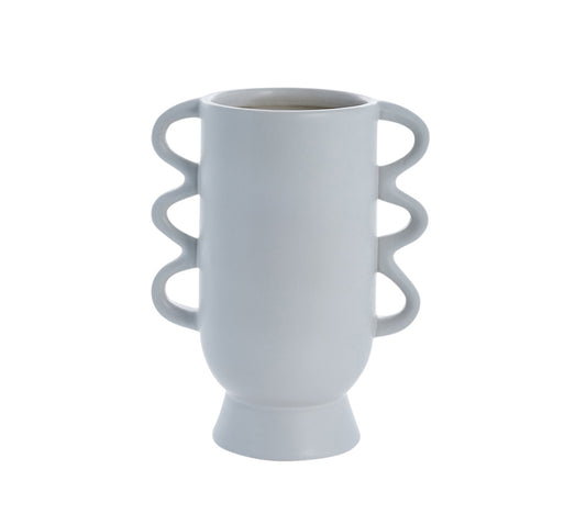 Suselle White Vase, H20.3 cm. - DECOR PETIT