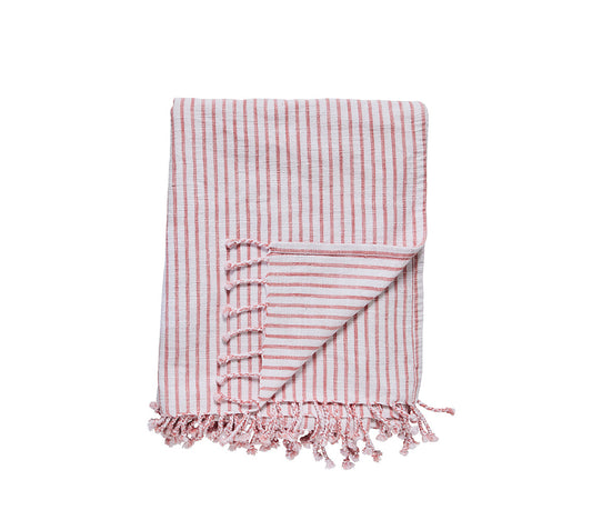 Olivia Red/White Striped Throw, 130x170 cm. - DECOR PETIT