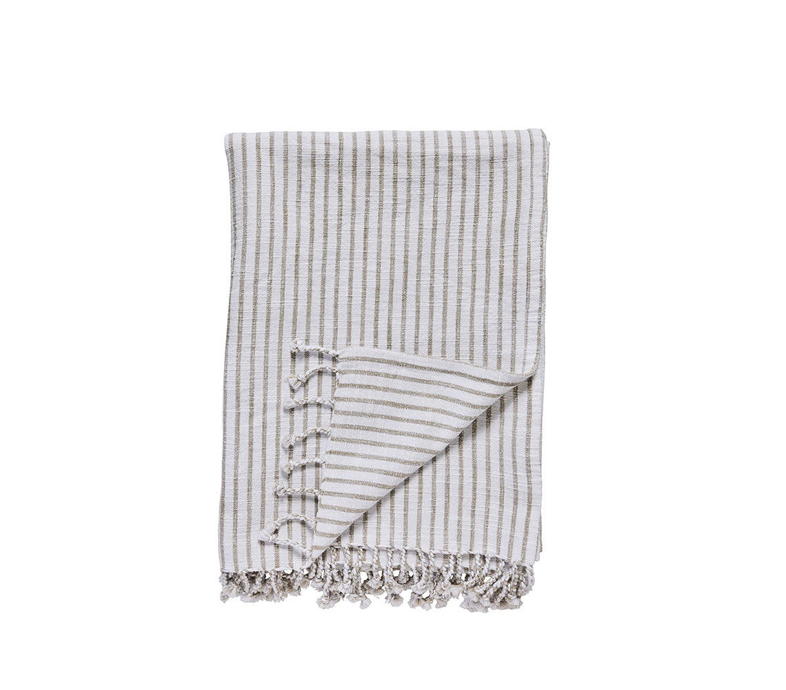 Olivia Sand Striped Throw, 130x170 cm. - DECOR PETIT