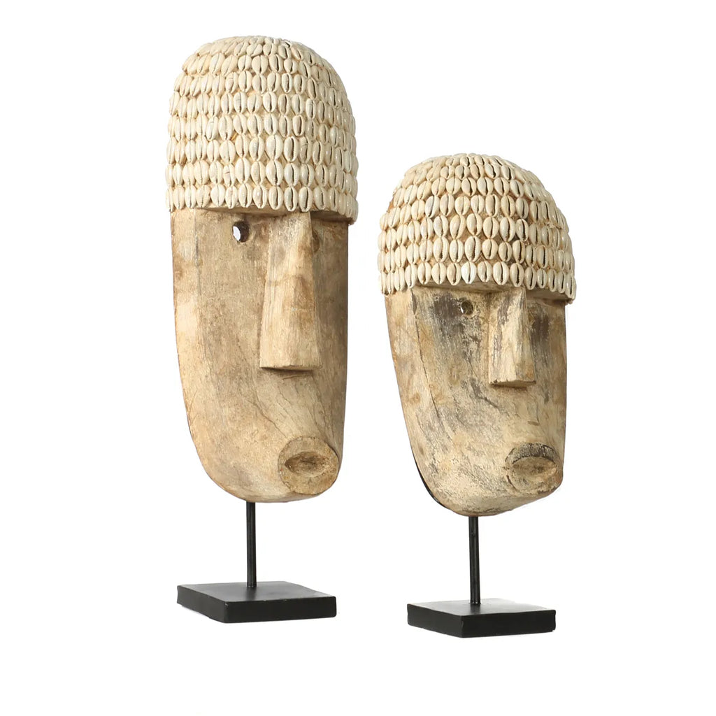 Cowrie Mask Tabletop Statue, Medium - DECOR PETIT