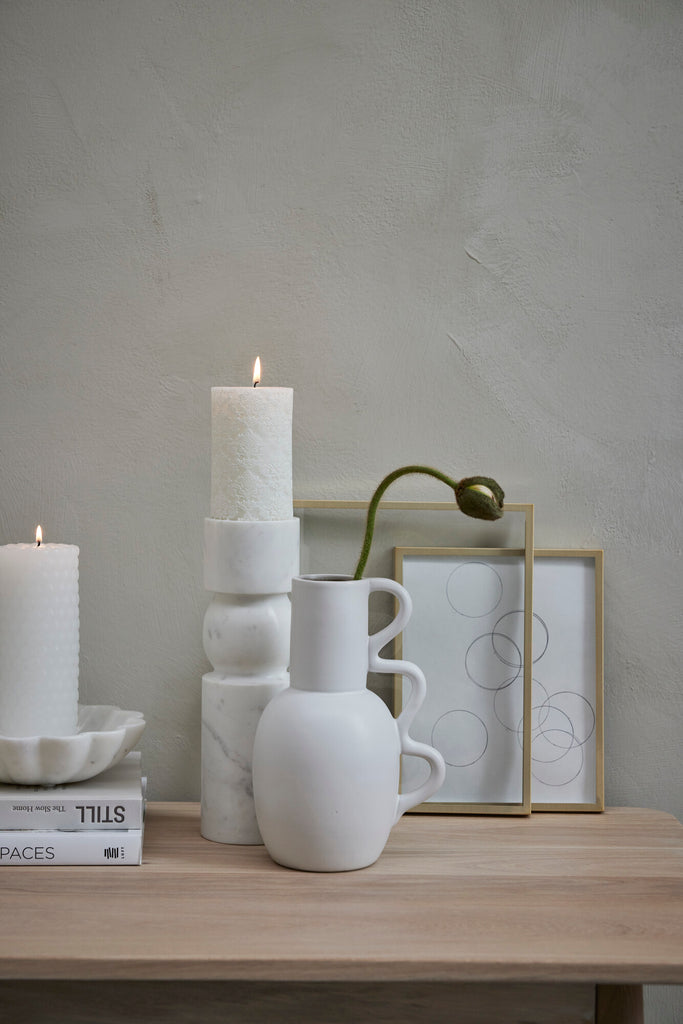 Ellia White Candlestick, H30 cm. - DECOR PETIT