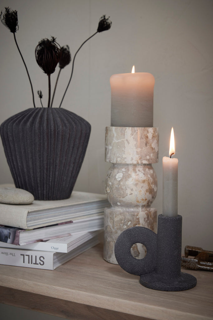 Ellia Linen Candlestick, H23 cm. - DECOR PETIT